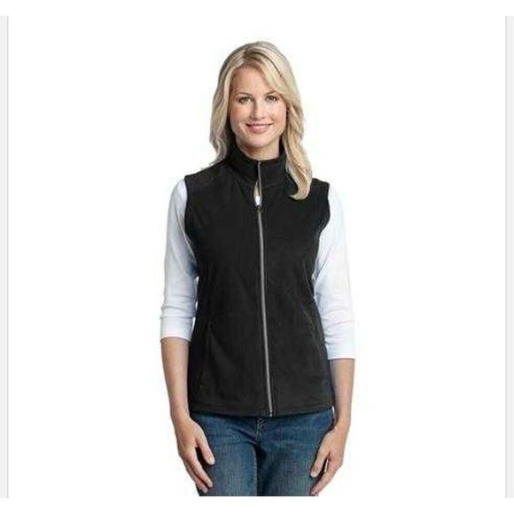 Karen Scott Black Fleece Zip Up Vest With Pockets Size Small Petite - Picture 1 of 4